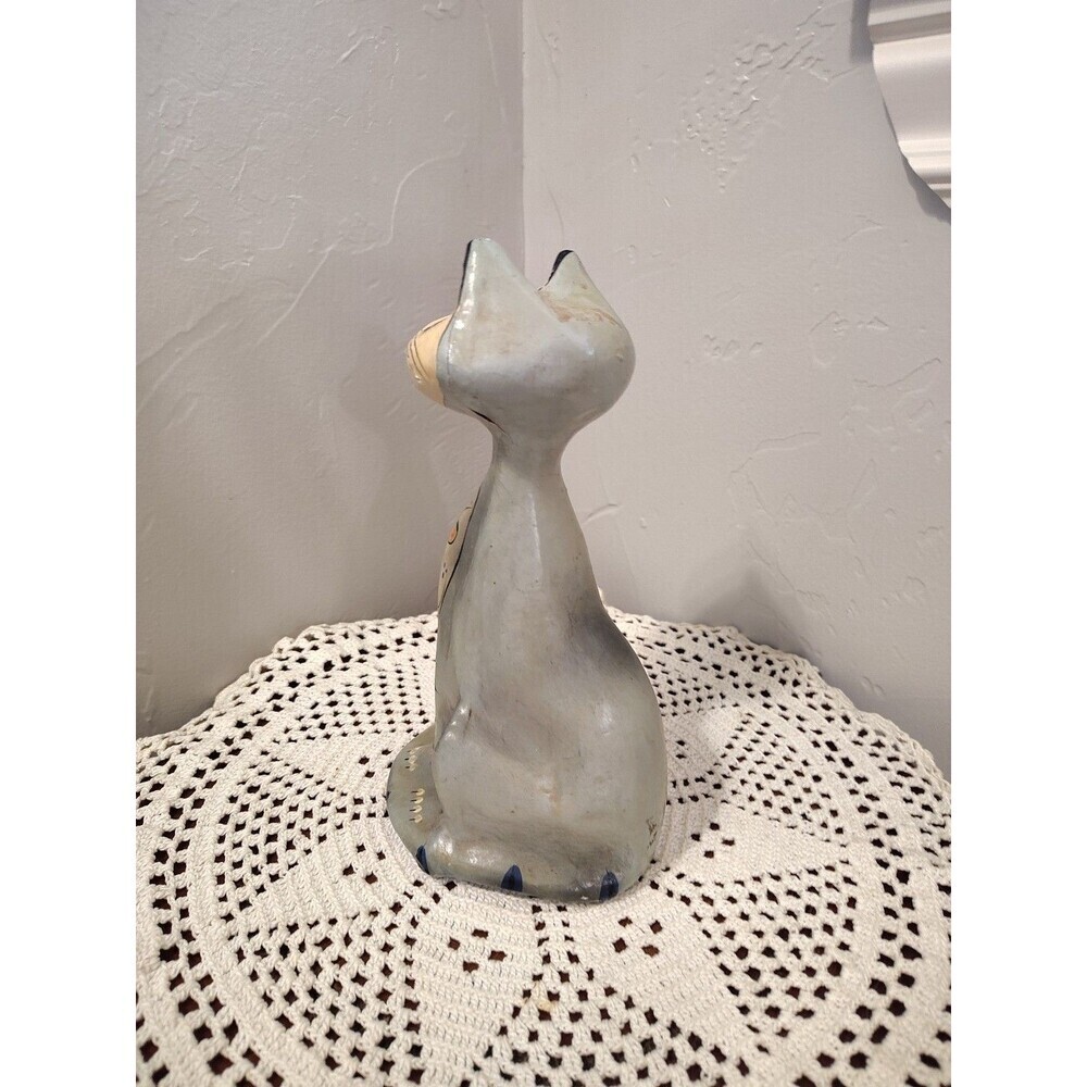 Handpainted Tall Cat Long Neck Folk Art Paper Mache Multicolor Home Decor 8" - Picture 5 of 13